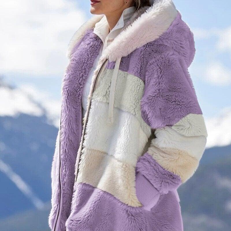 Contrasted quilted coat for refined warmth